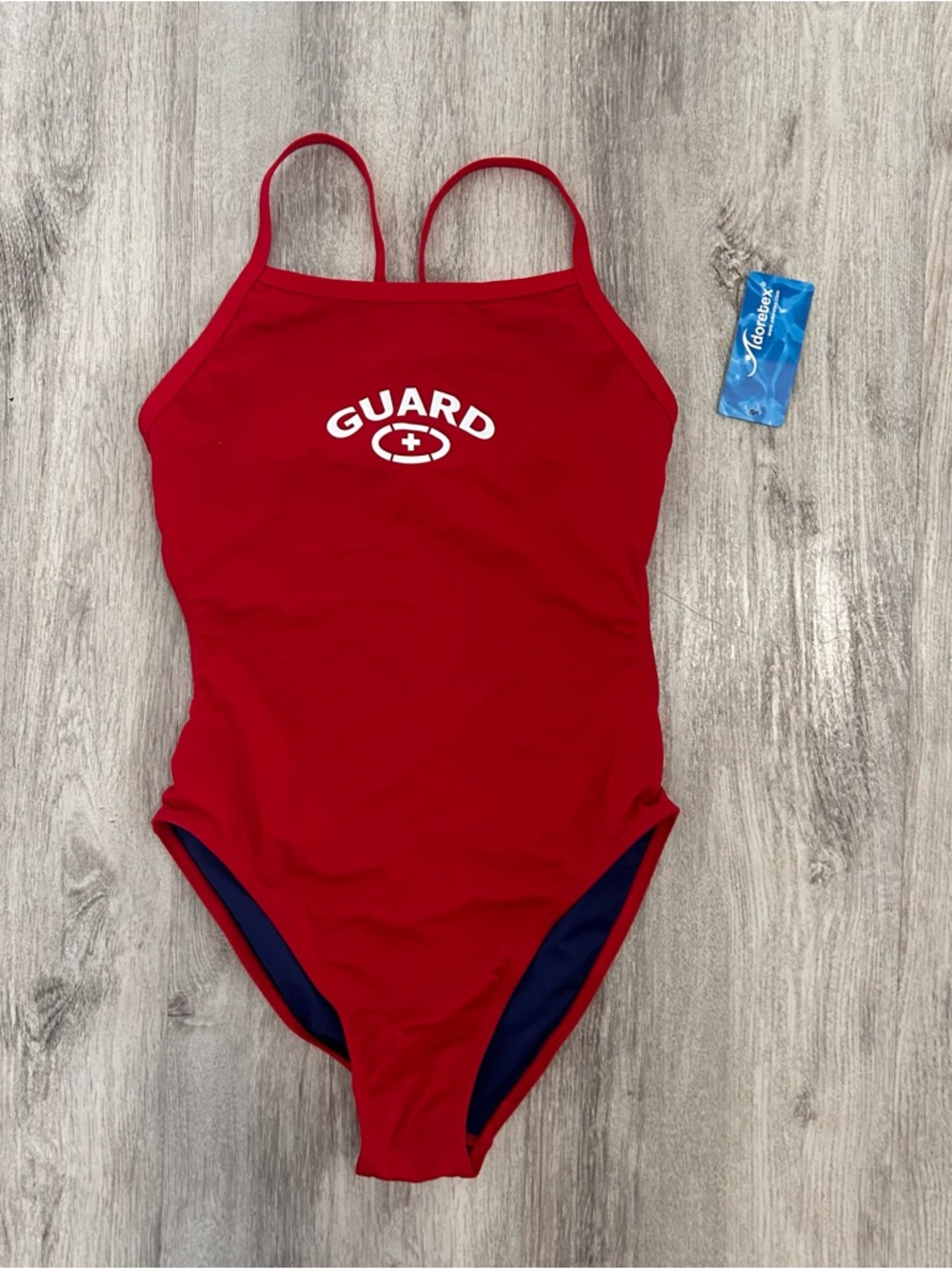 Adoretex red lifeguard one-piece swimsuit Womens Size 32 Beach New